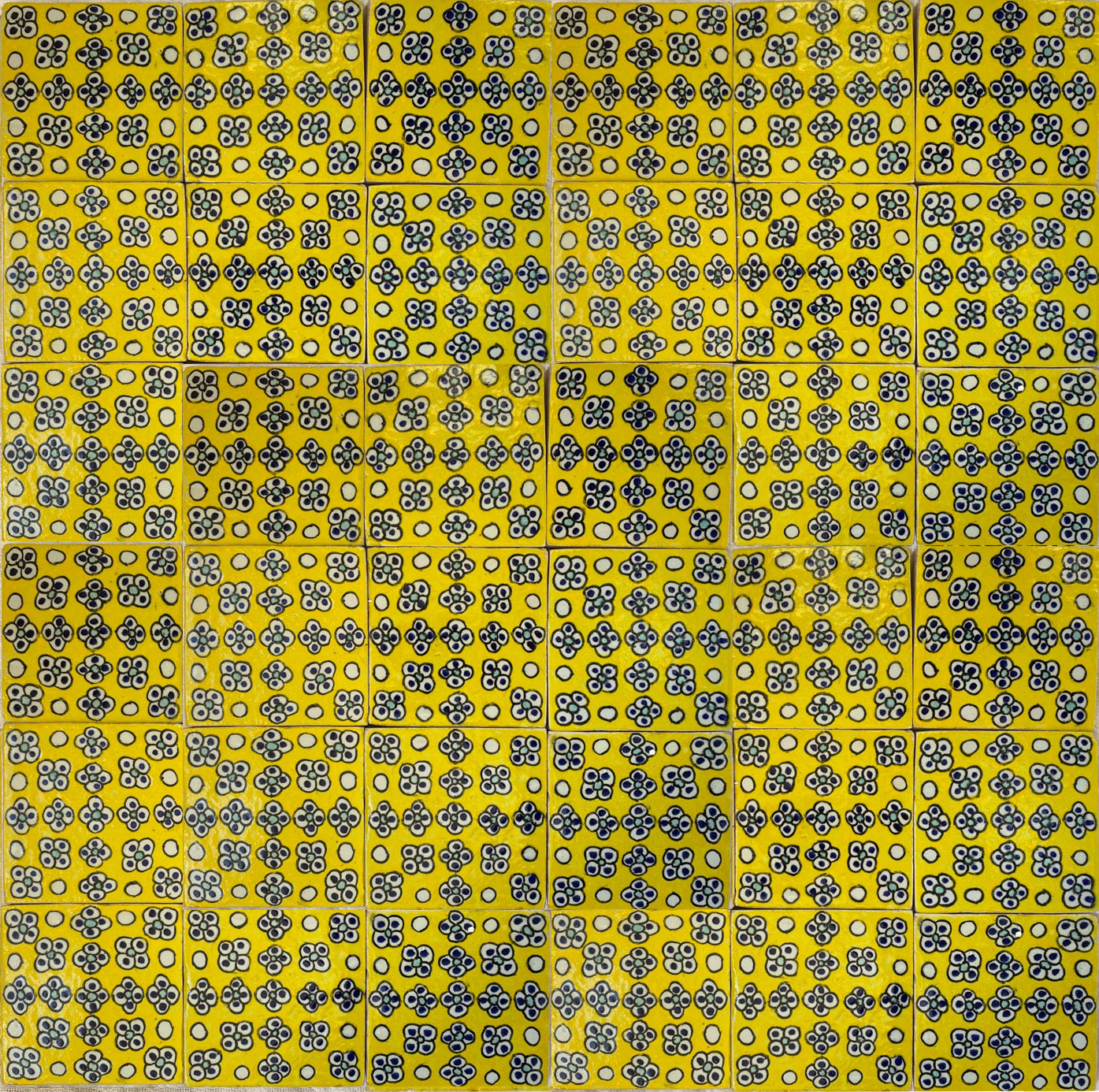 Mosaic House Moroccan tile Berry Sun 18-1-2 Yellow White Light Blue  {hand painted handpainted 6x6} 